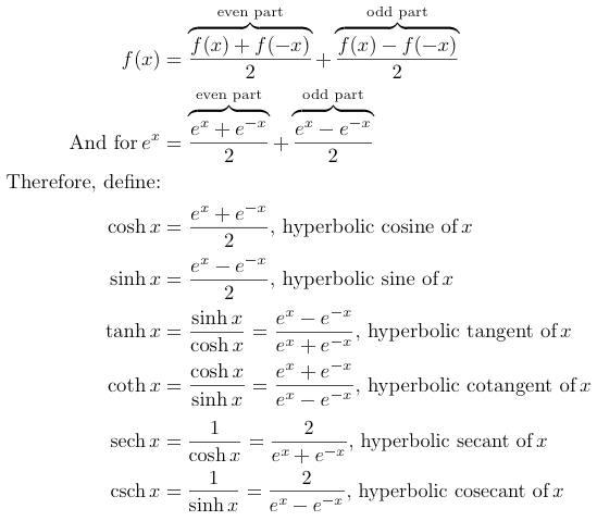 Hyperbolic Functions