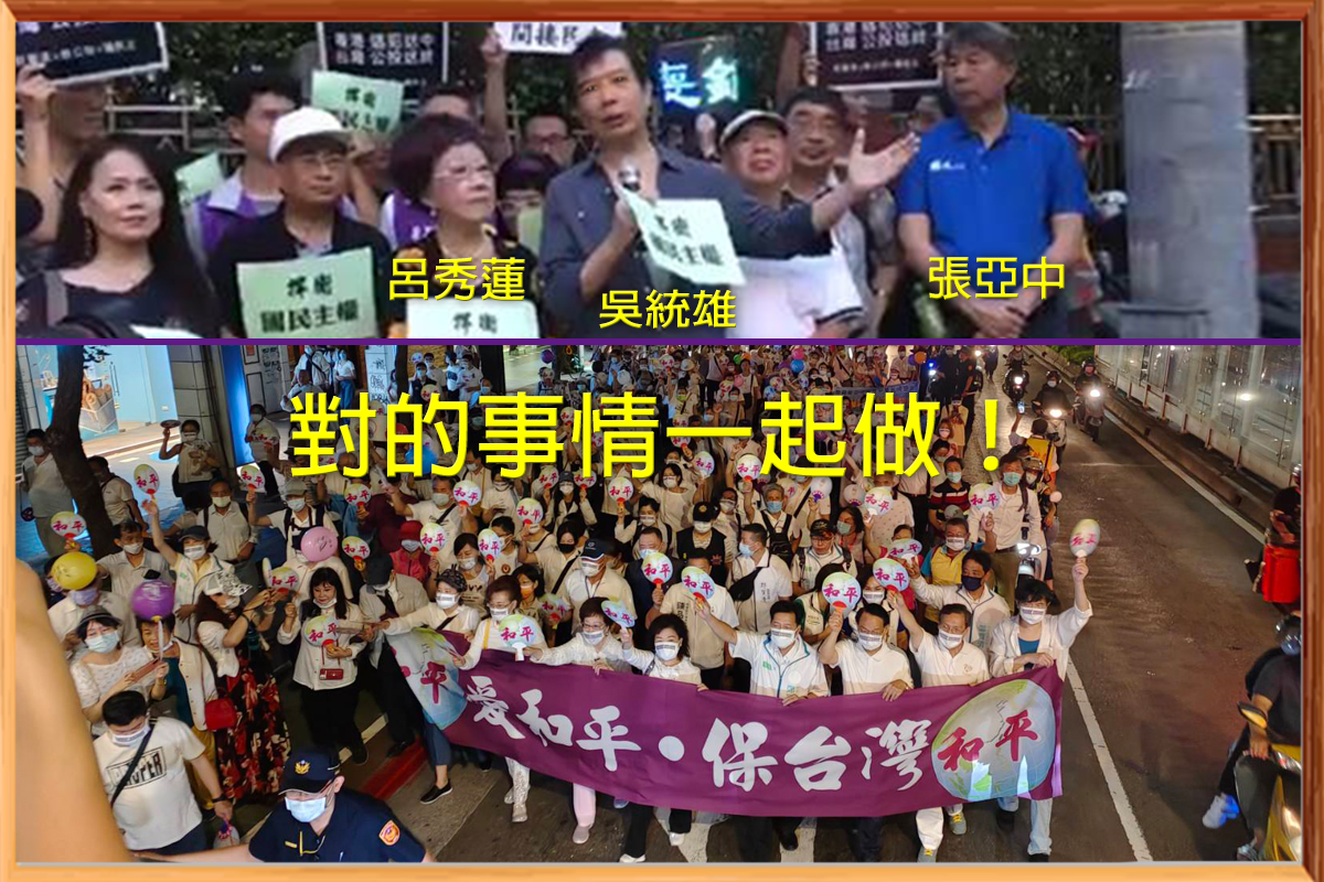 2020年國內鼓吹仇外戰爭以擴張獨裁權力的黨官宣高漲，前副總統呂秀蓮號召各界，必須將「黨的臺灣」還給「人民的臺灣」而舉辦「616愛和平大遊行」