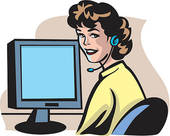 woman telephone and headset