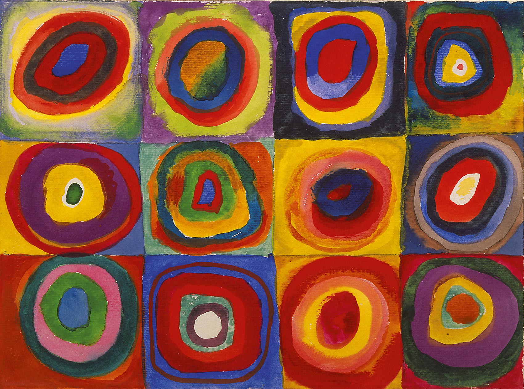 瓦西里·康丁斯基&nbsp;Wassily Wassilyevich Kandinsky /《Color Study. Squares with Concentric Circles》