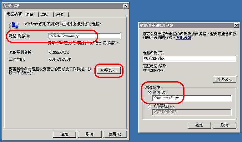 設定伺服器網域