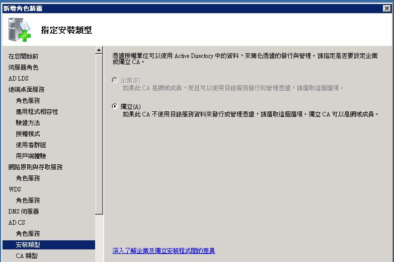 伺服器角色管理