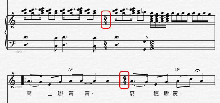 Set Time Signature 事後變化拍子設定