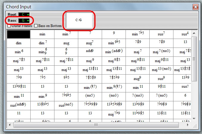 Overture 的 和弦視窗與 和弦設定